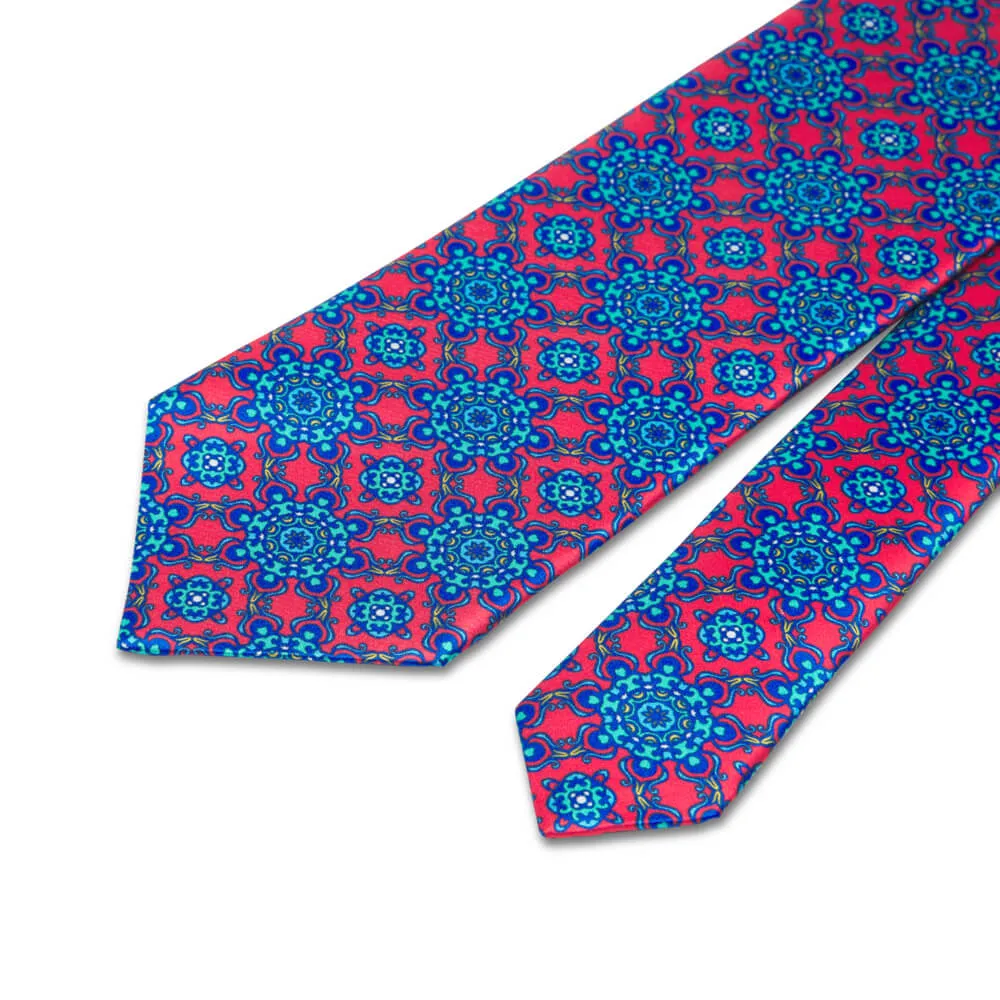 Leonardo Art Light Red and Blue Duchesse Silk Tie