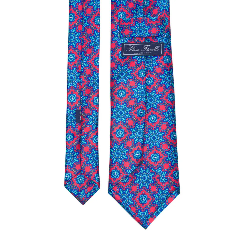 Leonardo Art Light Red and Blue Duchesse Silk Tie