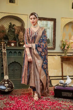 Modal Silk Alia Cut Kurti Set With Dupatta