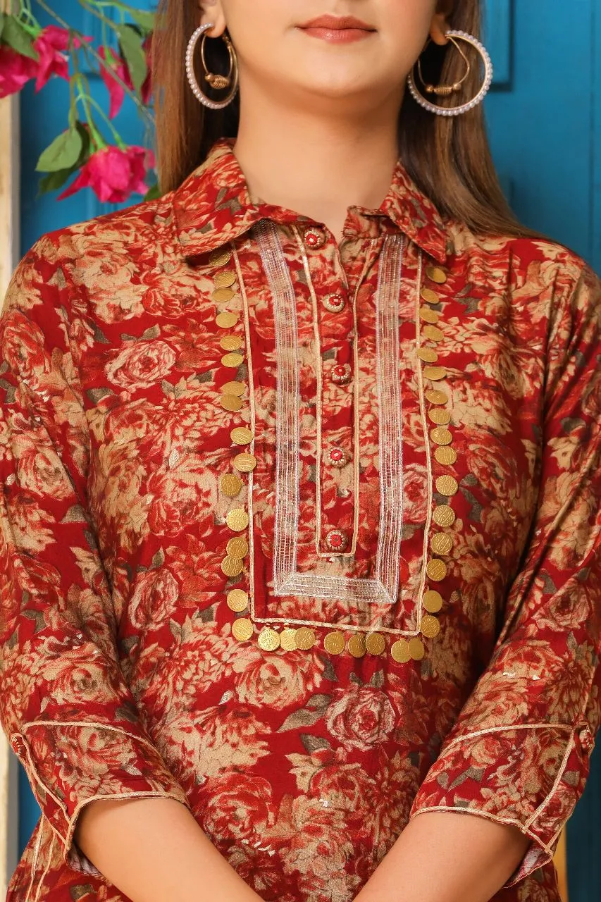 Modal Silk Kurti With Patiala Pant