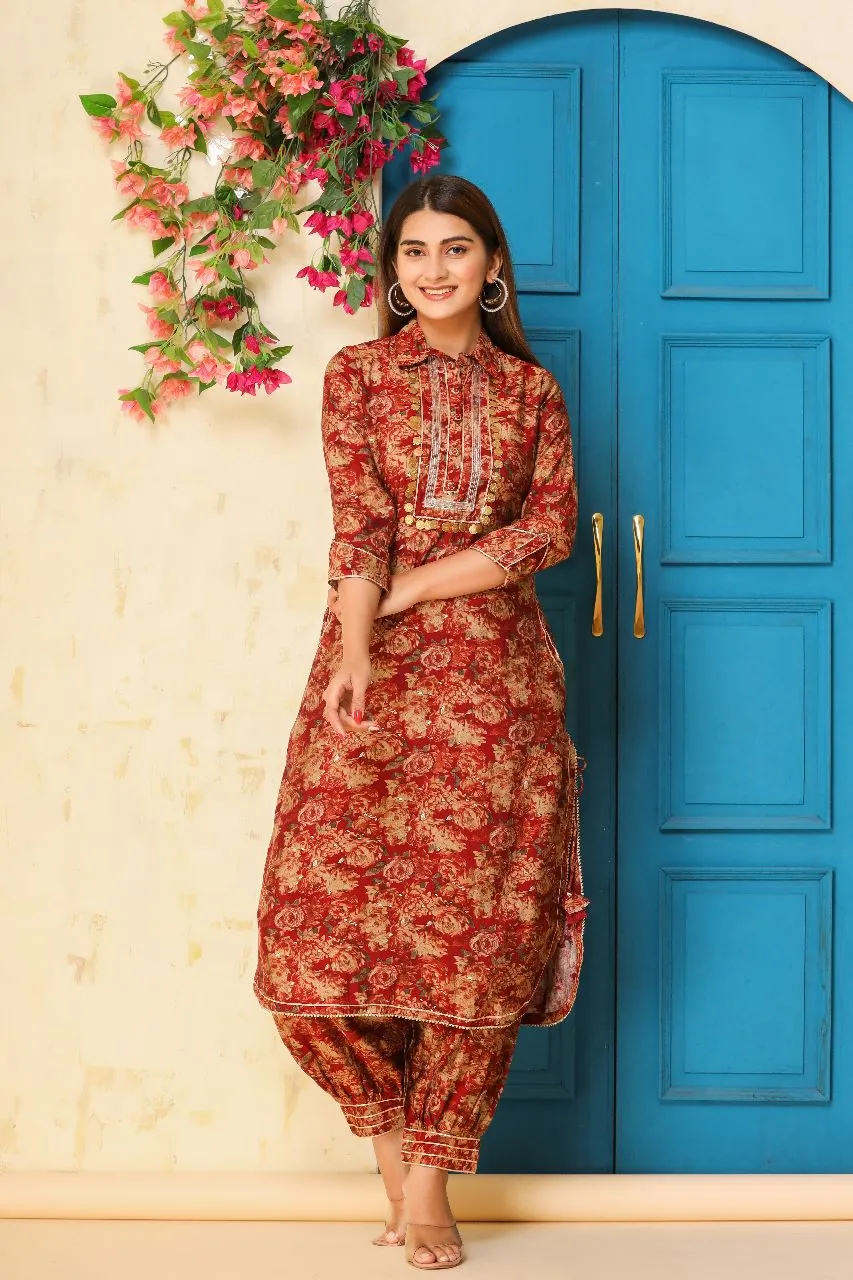 Modal Silk Kurti With Patiala Pant