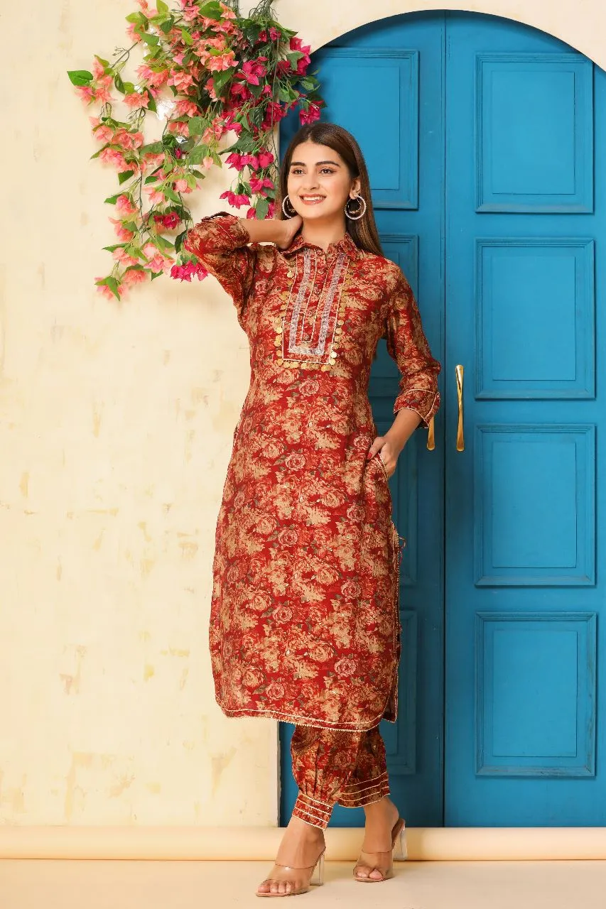 Modal Silk Kurti With Patiala Pant