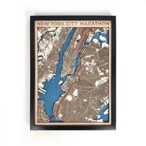 New York City Marathon Wooden Map