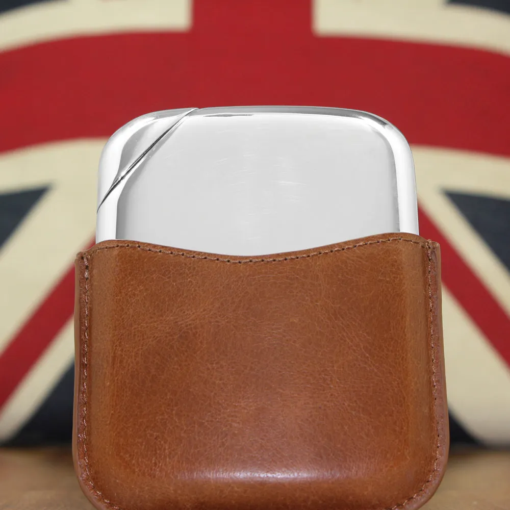 Novus Pewter Hip Flask with Genuine Leather Pouch