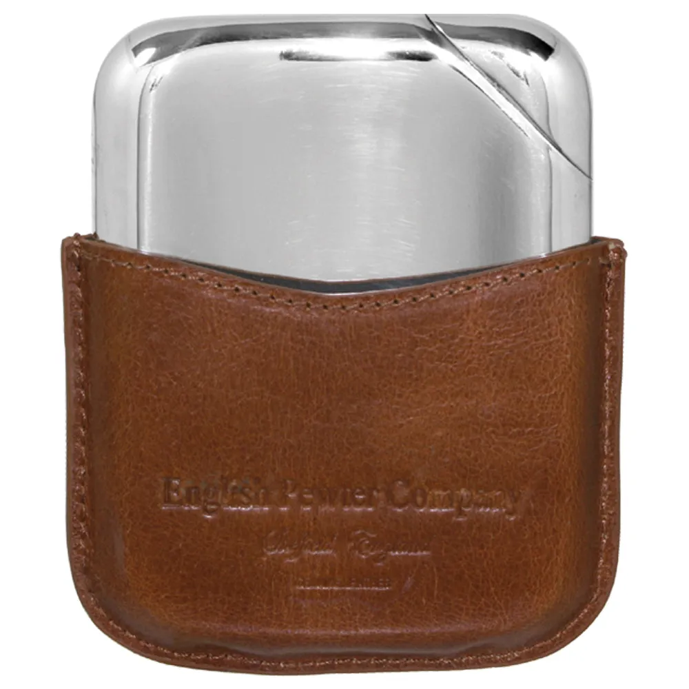 Novus Pewter Hip Flask with Genuine Leather Pouch