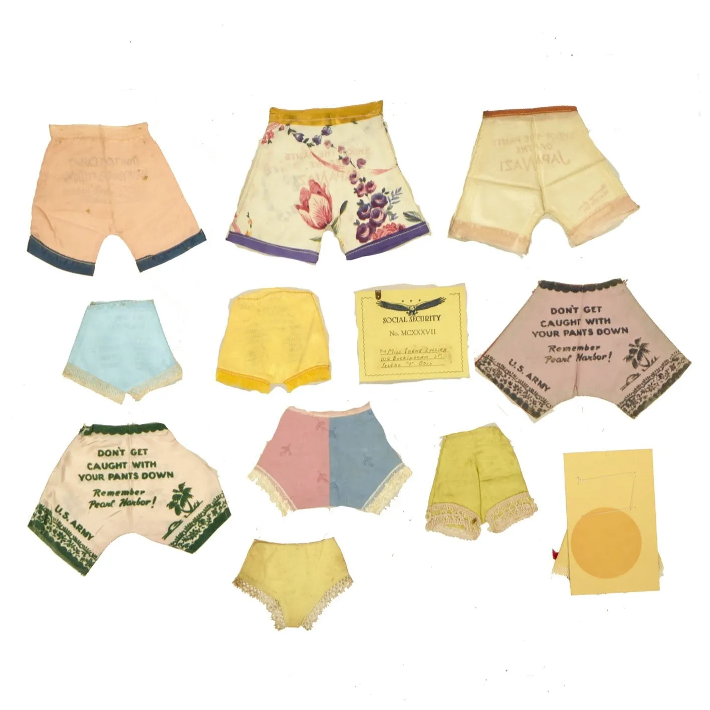 Original Collection of WWII U.S. Pearl Harbor Commemorative Miniature Ladies Underwear