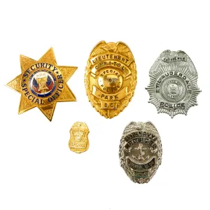 Original U.S. Military, Law Enforcement and Security Guard Badge Collection - 5 Items