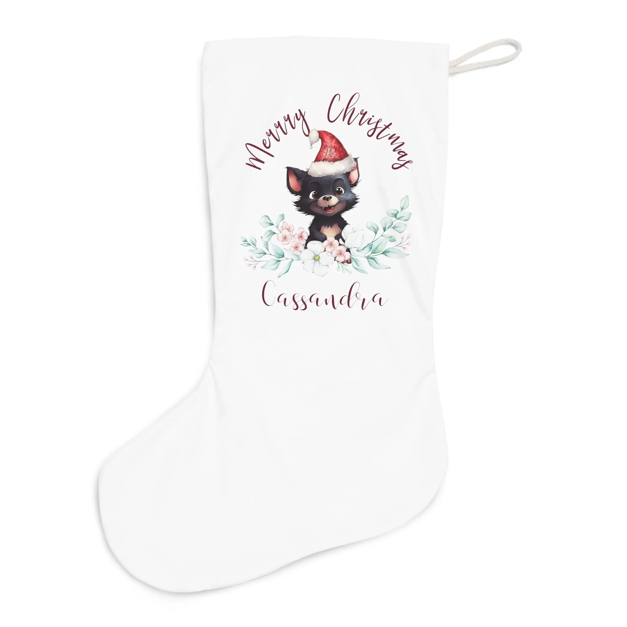 Personalised Santa Stocking, Australian Animals Eucalyptus, Tasmanian Devil