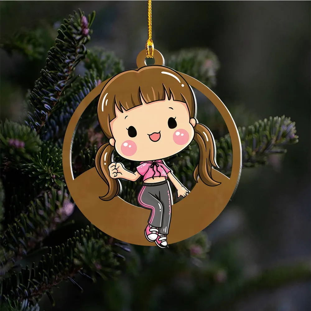 Personalized Xmas Decorations | Custom Acrylic Fun Holiday Christmas Décor Keepsake Ornaments | Ponytail Girl