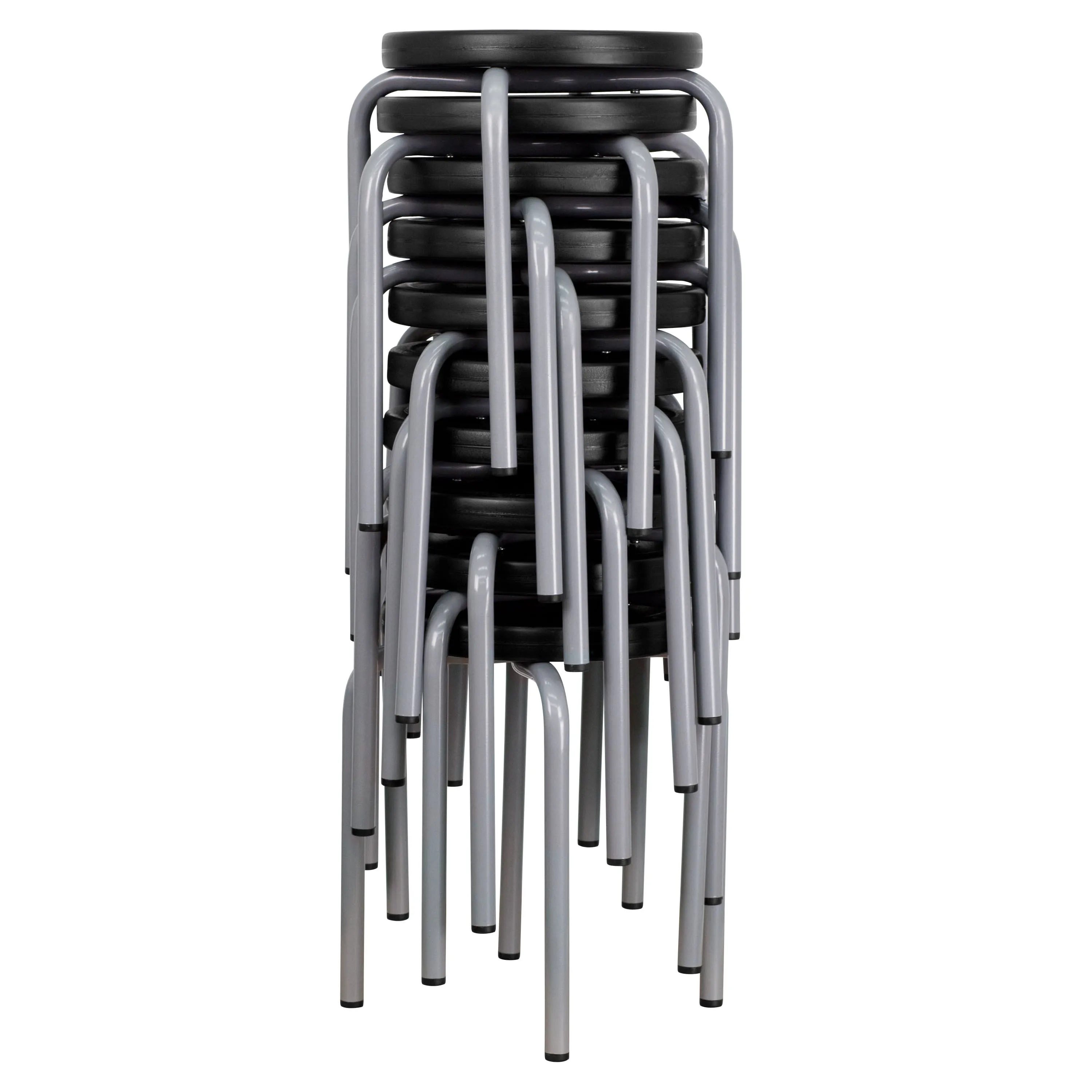 Stackable Stool with Silver Powder Coated Frame