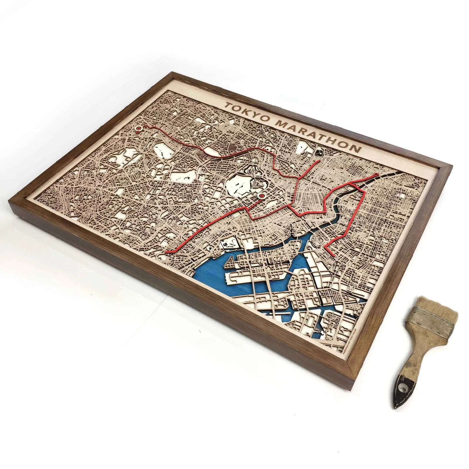 Tokyo Marathon Commemorative Wooden Route Map – Collector's Item