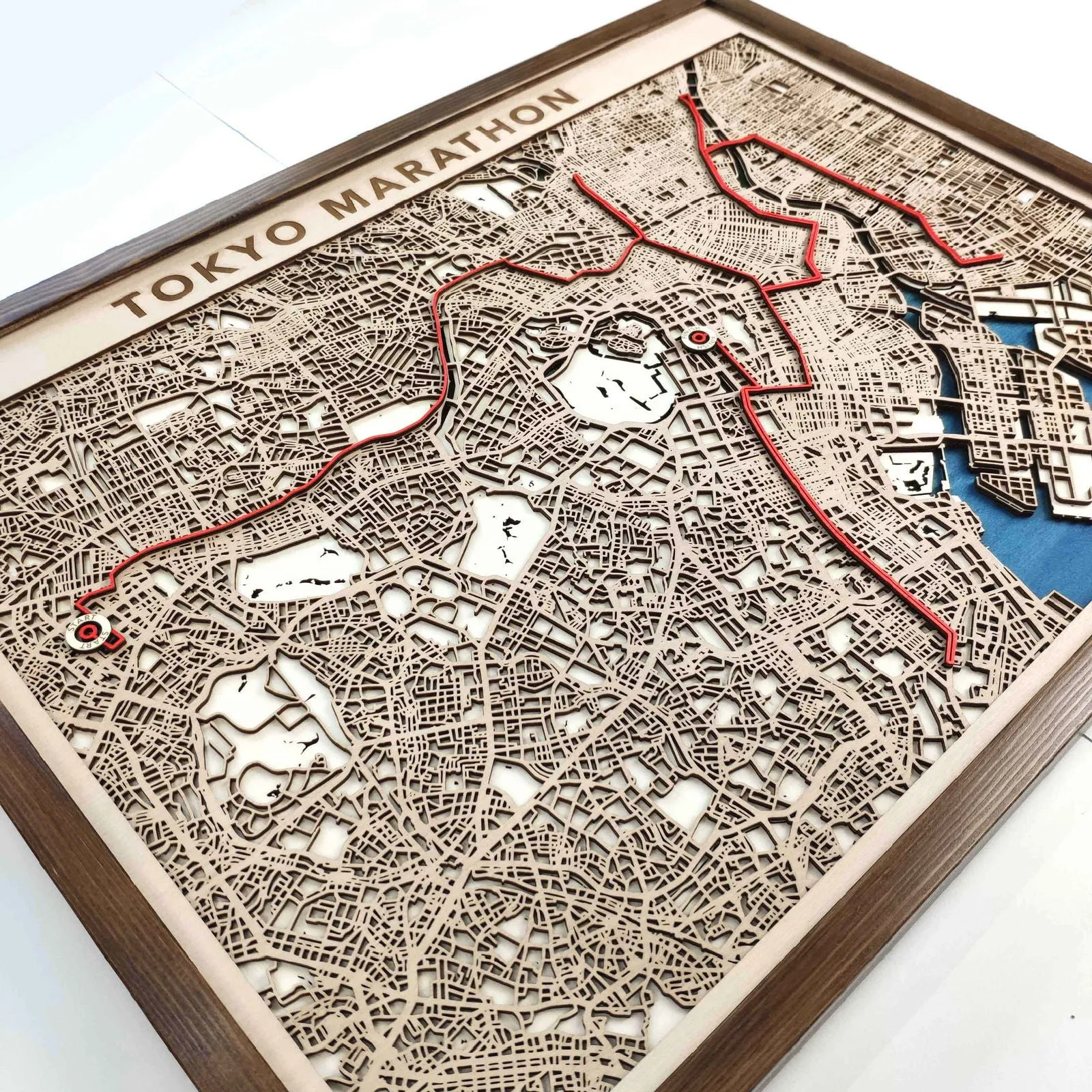 Tokyo Marathon Commemorative Wooden Route Map – Collector's Item