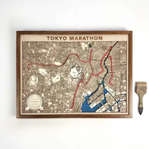 Tokyo Marathon Commemorative Wooden Route Map – Collector's Item