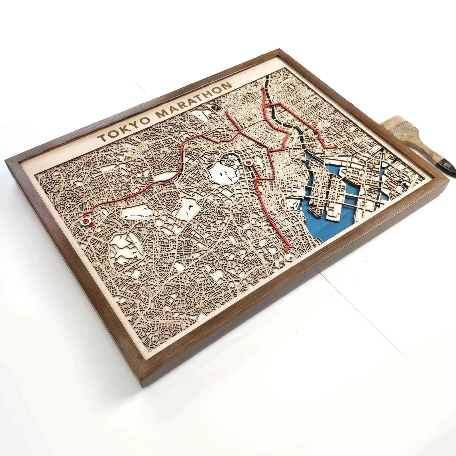 Tokyo Marathon Commemorative Wooden Route Map – Collector's Item