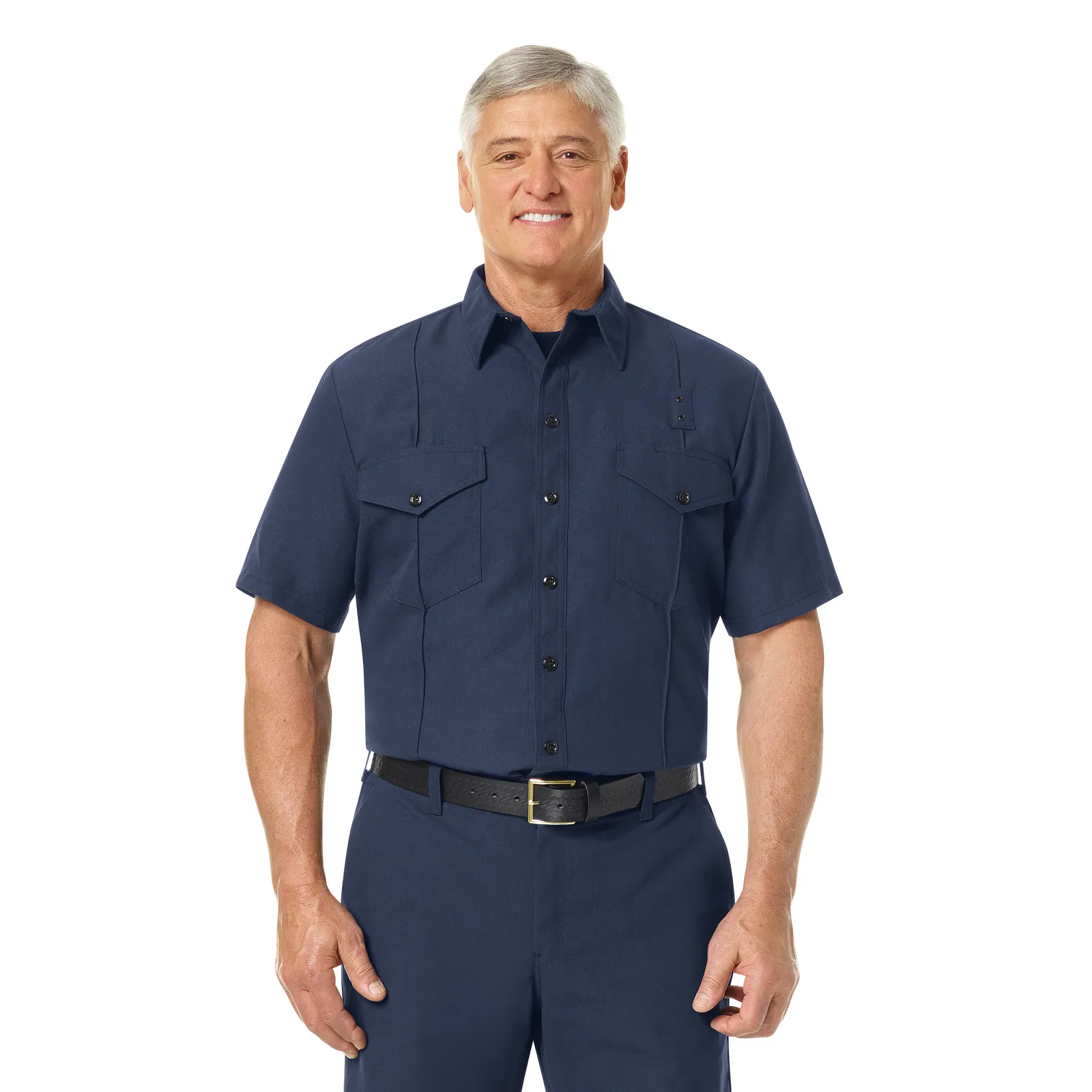 WORKRITE MEN'S CLASSIC SHORT SLEEVE FIRE CHIEF SHIRT - NAVY