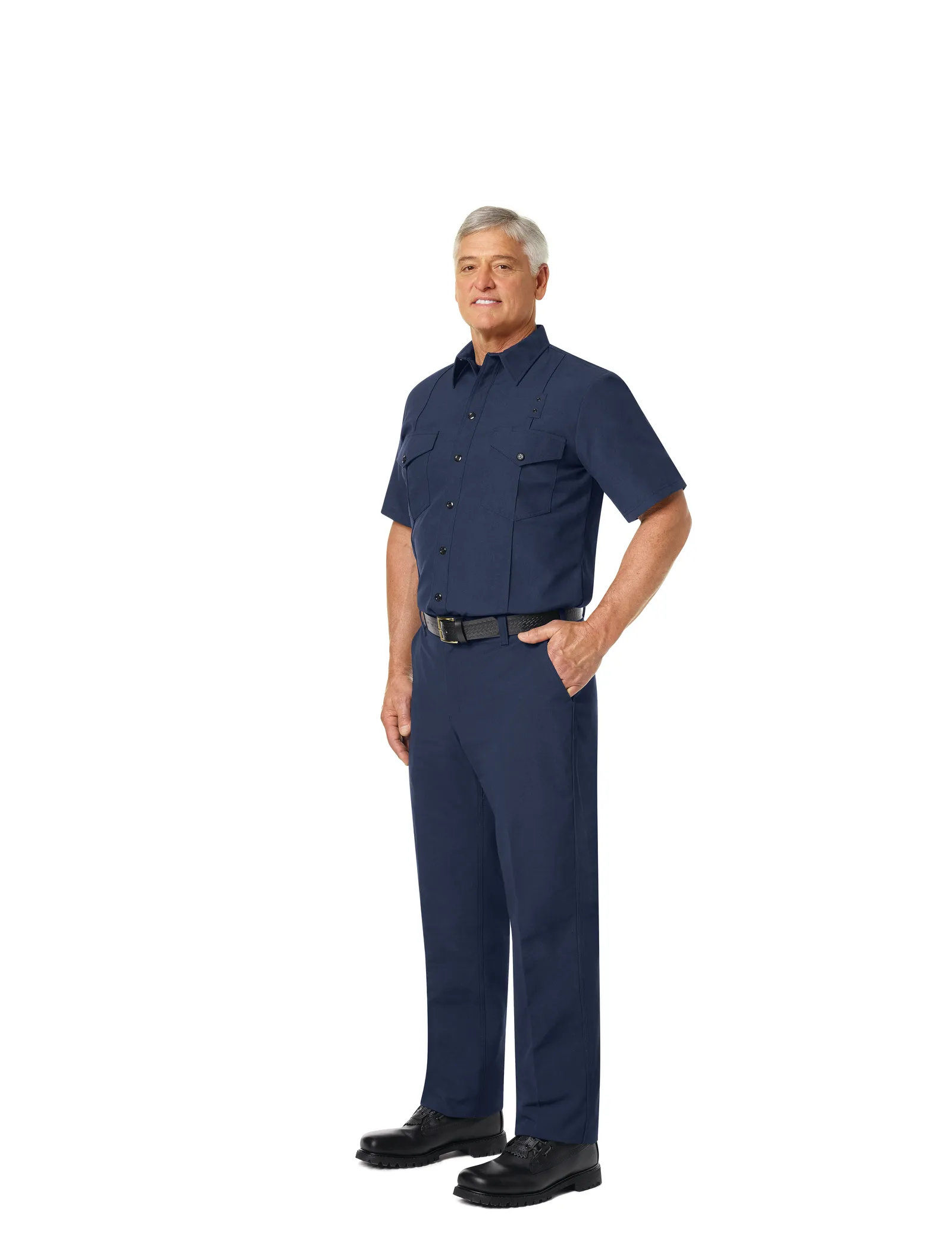 WORKRITE MEN'S CLASSIC SHORT SLEEVE FIRE CHIEF SHIRT - NAVY