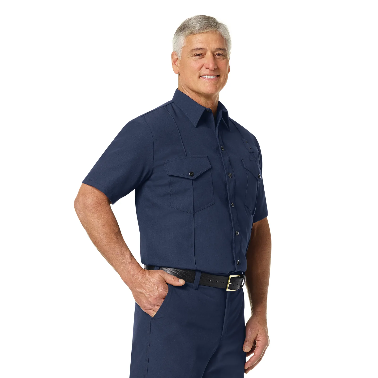 WORKRITE MEN'S CLASSIC SHORT SLEEVE FIRE CHIEF SHIRT - NAVY