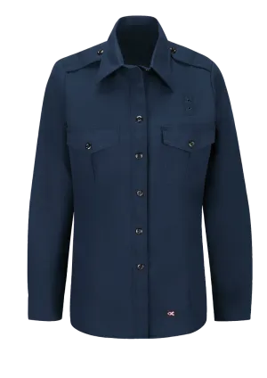 WORKRITE WOMEN'S CLASSIC LONG SLEEVE FIRE CHIEF SHIRT - NAVY