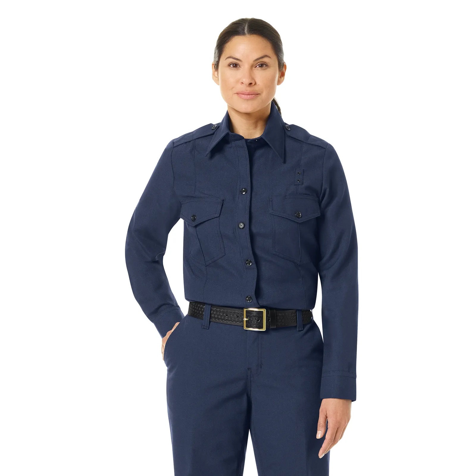 WORKRITE WOMEN'S CLASSIC LONG SLEEVE FIRE CHIEF SHIRT - NAVY